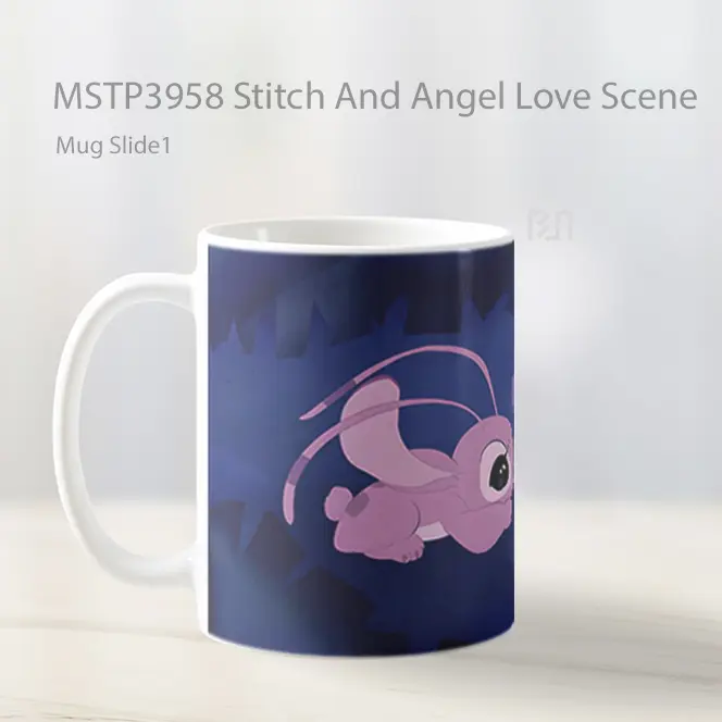 Stitch And Angel Love Scene Mug Gelas Keramik MSTP3958 - All-side / Desain