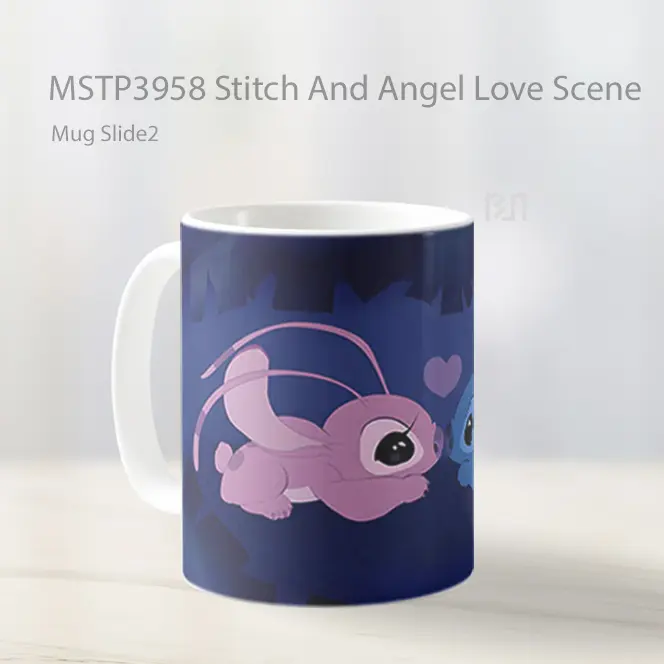 Stitch And Angel Love Scene Mug Gelas Keramik MSTP3958 - All-side / Desain