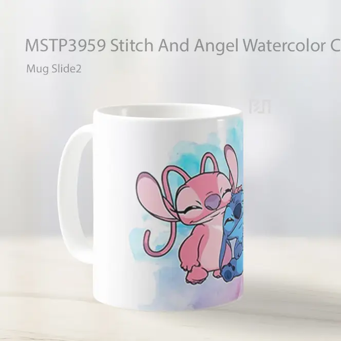 Stitch And Angel Watercolor Cute Mug Gelas Keramik MSTP3959 - All-side / Desain