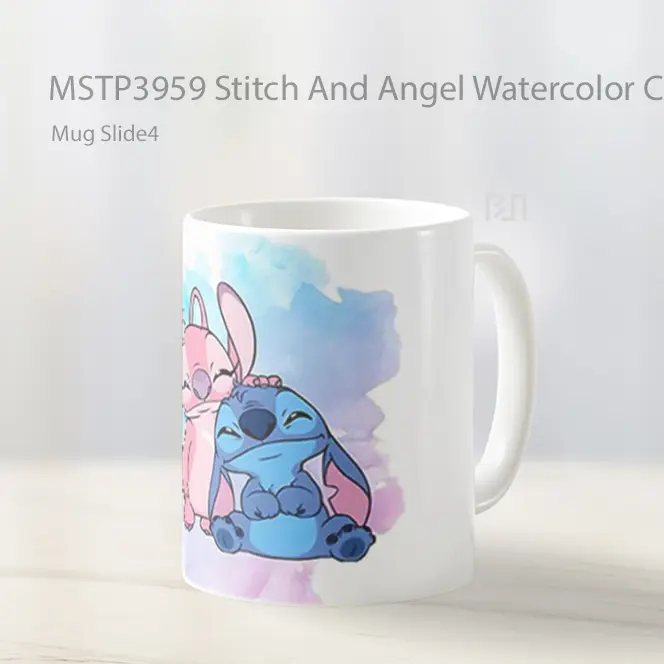 Stitch And Angel Watercolor Cute Mug Gelas Keramik MSTP3959