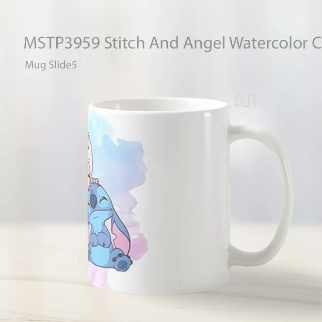 Stitch And Angel Watercolor Cute Mug Gelas Keramik MSTP3959 - All-side / Desain
