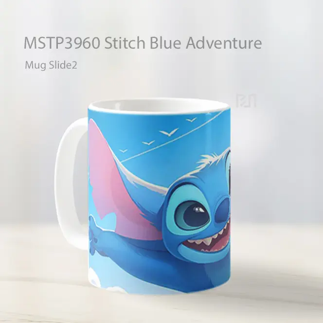 Stitch Blue Adventure Mug Gelas Keramik MSTP3960 - All-side / Desain