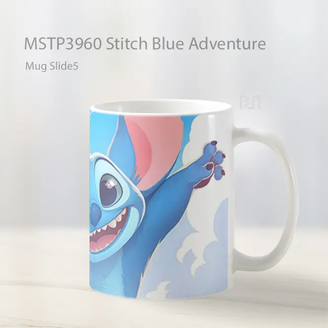 Stitch Blue Adventure Mug Gelas Keramik MSTP3960 - All-side / Desain