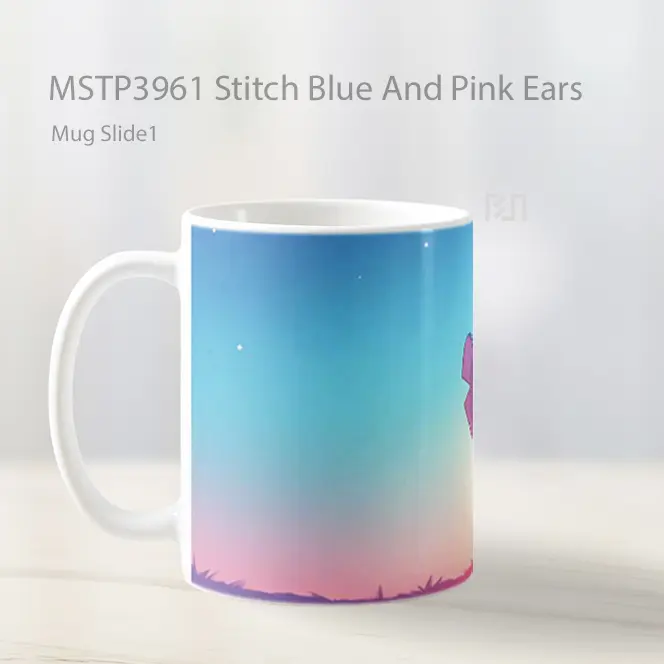 Stitch Blue And Pink Ears Mug Gelas Keramik MSTP3961 - All-side / Desain