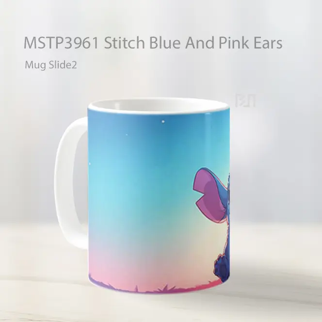 Stitch Blue And Pink Ears Mug Gelas Keramik MSTP3961 - All-side / Desain