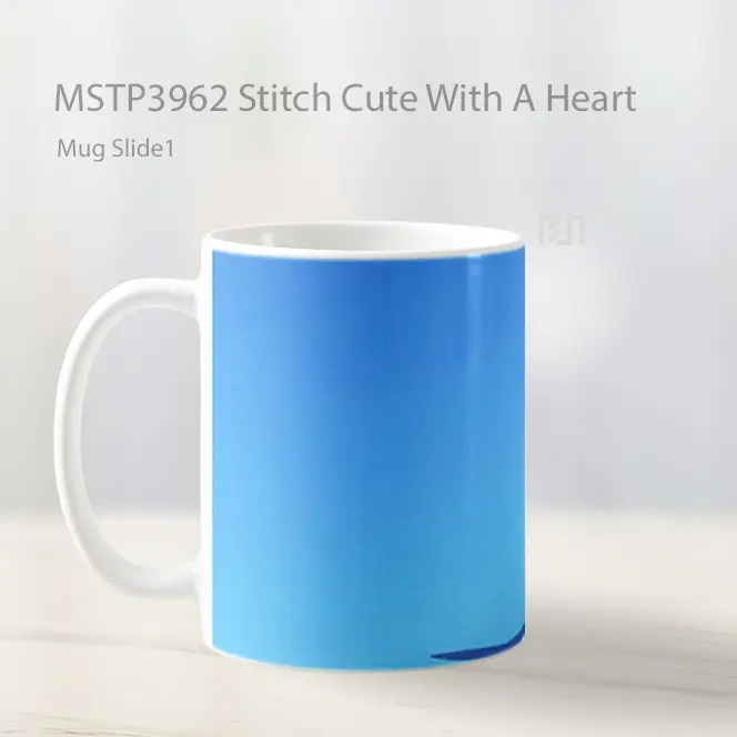 Stitch Cute With A Heart Mug Gelas Keramik MSTP3962 - All-side / Desain
