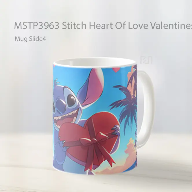 Stitch Heart Of Love Valentines Mug Gelas Keramik MSTP3963