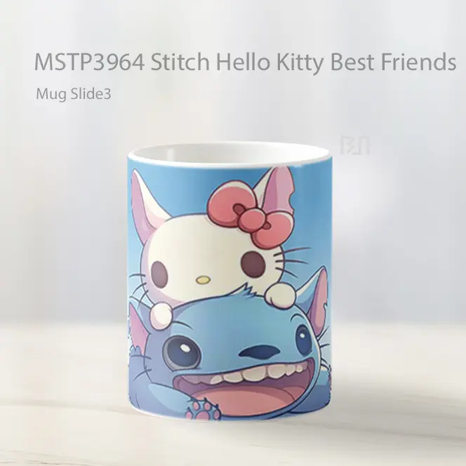 Stitch Hello Kitty Best Friends Mug Gelas Keramik MSTP3964 - All-side / Desain