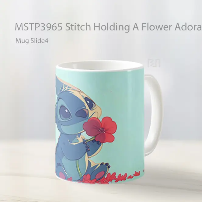 Stitch Holding A Flower Adorably Mug Gelas Keramik MSTP3965