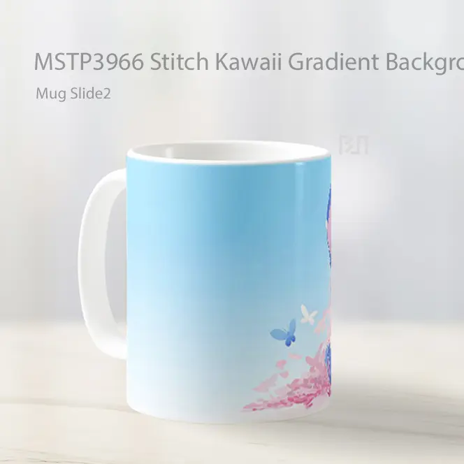 Stitch Kawaii Gradient Background Mug Gelas Keramik MSTP3966 - All-side / Desain