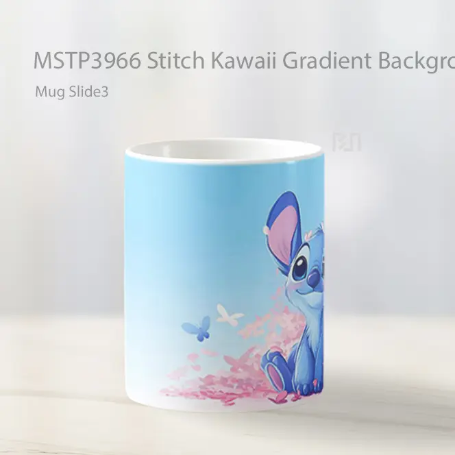 Stitch Kawaii Gradient Background Mug Gelas Keramik MSTP3966 - All-side / Desain