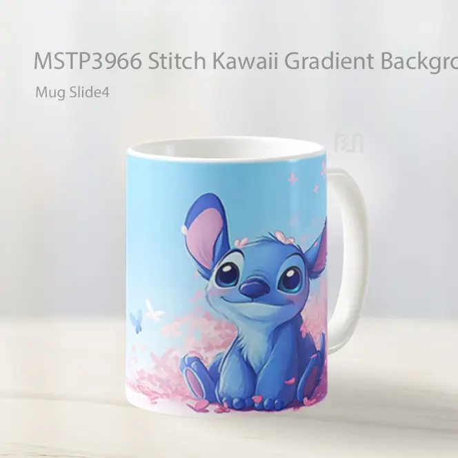 Stitch Kawaii Gradient Background Mug Gelas Keramik MSTP3966