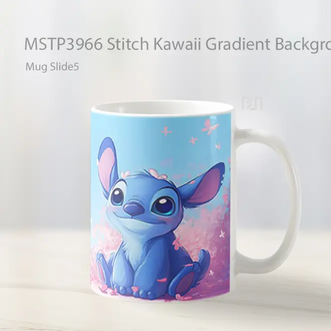 Stitch Kawaii Gradient Background Mug Gelas Keramik MSTP3966 - All-side / Desain