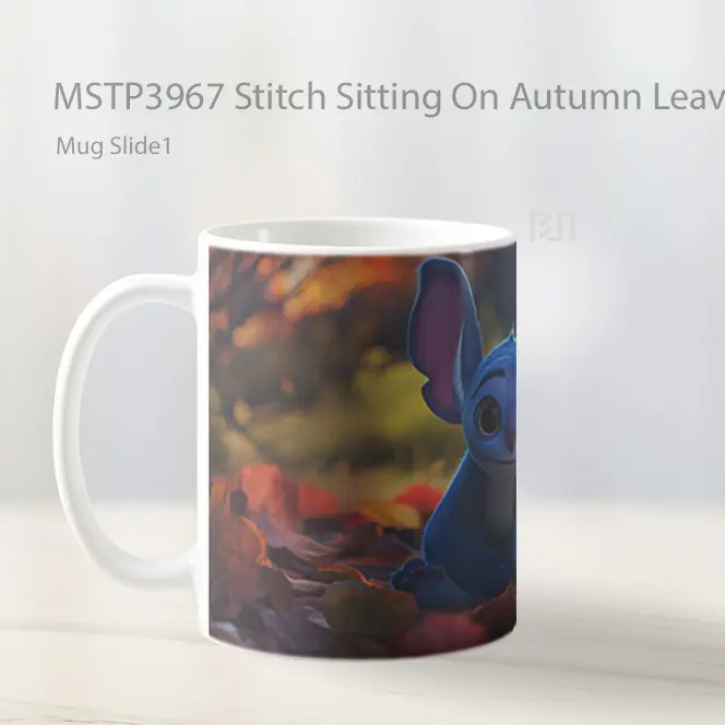 Stitch Sitting On Autumn Leaves Mug Gelas Keramik MSTP3967 - All-side / Desain