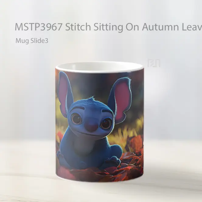 Stitch Sitting On Autumn Leaves Mug Gelas Keramik MSTP3967 - All-side / Desain