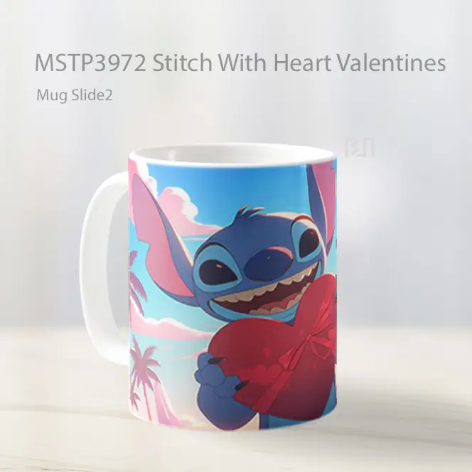 Stitch With Heart Valentines Mug Gelas Keramik MSTP3972 - All-side / Desain