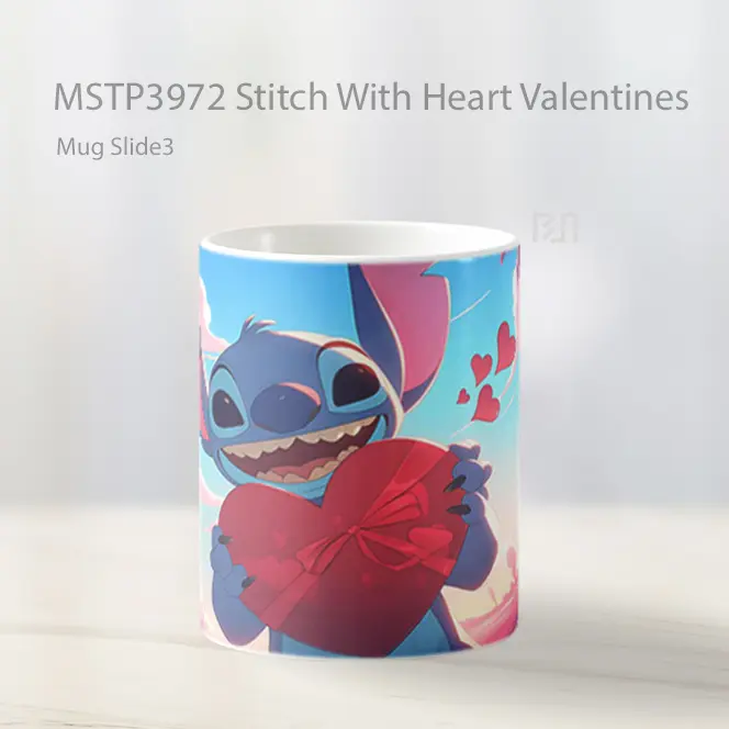 Stitch With Heart Valentines Mug Gelas Keramik MSTP3972 - All-side / Desain