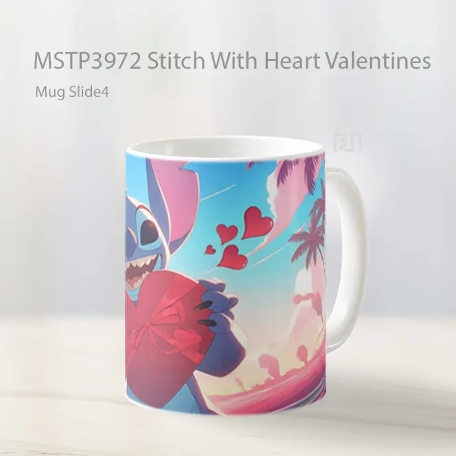 Stitch With Heart Valentines Mug Gelas Keramik MSTP3972