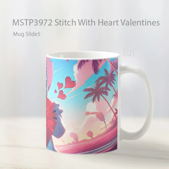 Stitch With Heart Valentines Mug Gelas Keramik MSTP3972 - All-side / Desain