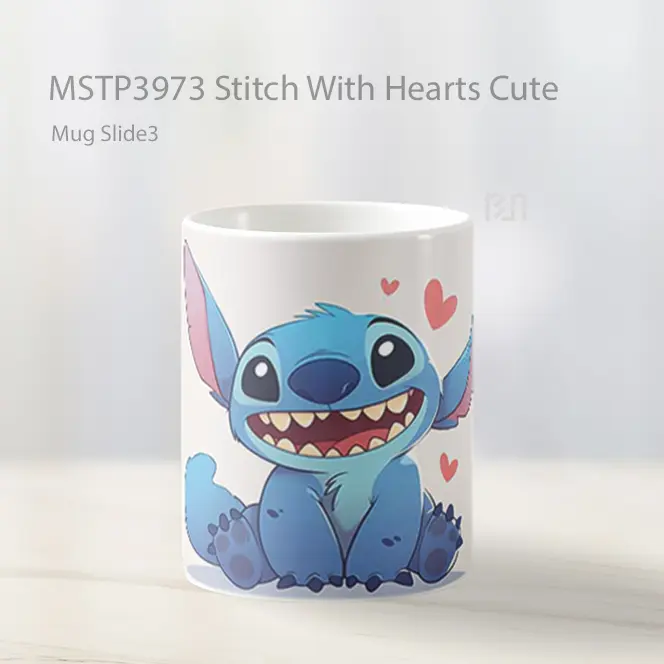 Stitch With Hearts Cute Mug Gelas Keramik MSTP3973 - All-side / Desain