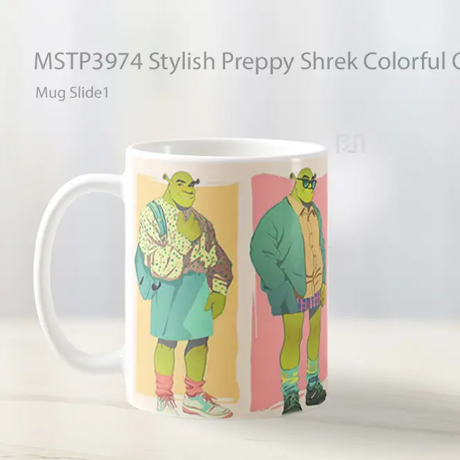 Stylish Preppy Shrek Colorful Outfits Mug Gelas Keramik MSTP3974 - All-side / Desain