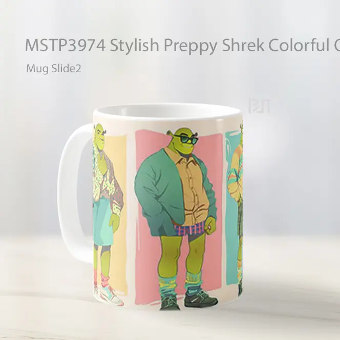 Stylish Preppy Shrek Colorful Outfits Mug Gelas Keramik MSTP3974 - All-side / Desain