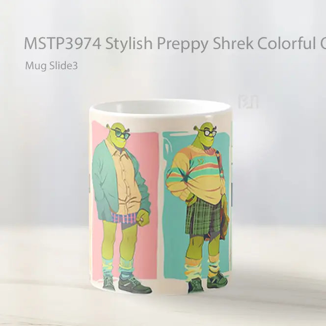 Stylish Preppy Shrek Colorful Outfits Mug Gelas Keramik MSTP3974 - All-side / Desain