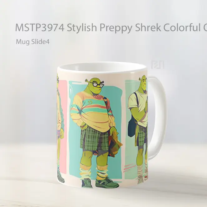 Stylish Preppy Shrek Colorful Outfits Mug Gelas Keramik MSTP3974