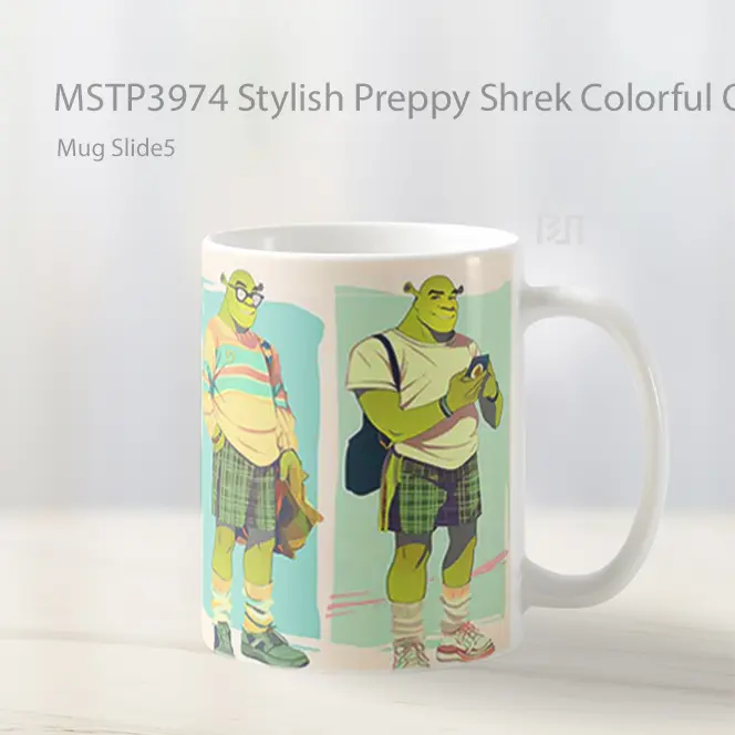 Stylish Preppy Shrek Colorful Outfits Mug Gelas Keramik MSTP3974 - All-side / Desain