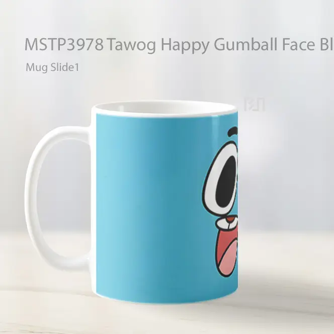 Tawog Happy Gumball Face Blue Mug Gelas Keramik MSTP3978 - All-side / Desain