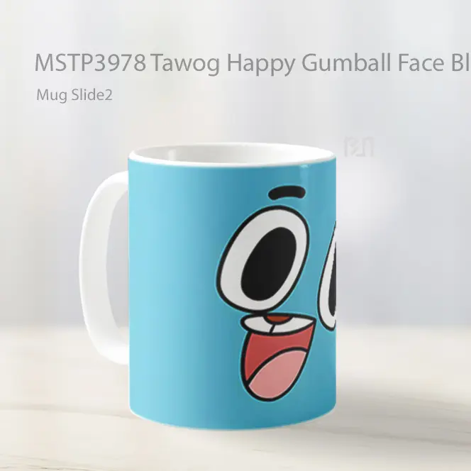 Tawog Happy Gumball Face Blue Mug Gelas Keramik MSTP3978 - All-side / Desain