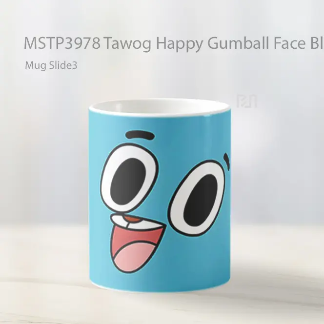 Tawog Happy Gumball Face Blue Mug Gelas Keramik MSTP3978 - All-side / Desain