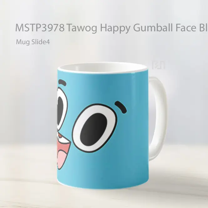 Tawog Happy Gumball Face Blue Mug Gelas Keramik MSTP3978