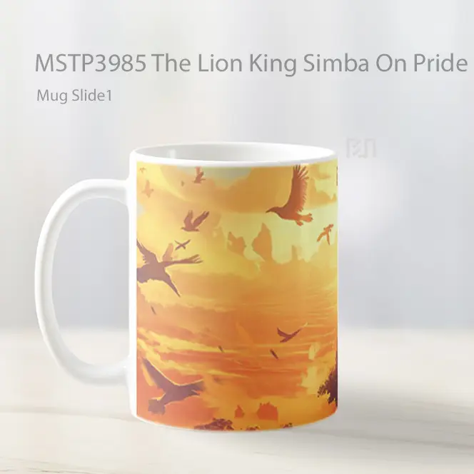 The Lion King Simba On Pride Rock Sunrise Mug Gelas Keramik MSTP3985 - All-side / Desain