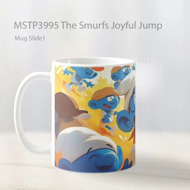 The Smurfs Joyful Jump Mug Gelas Keramik MSTP3995 - All-side / Desain
