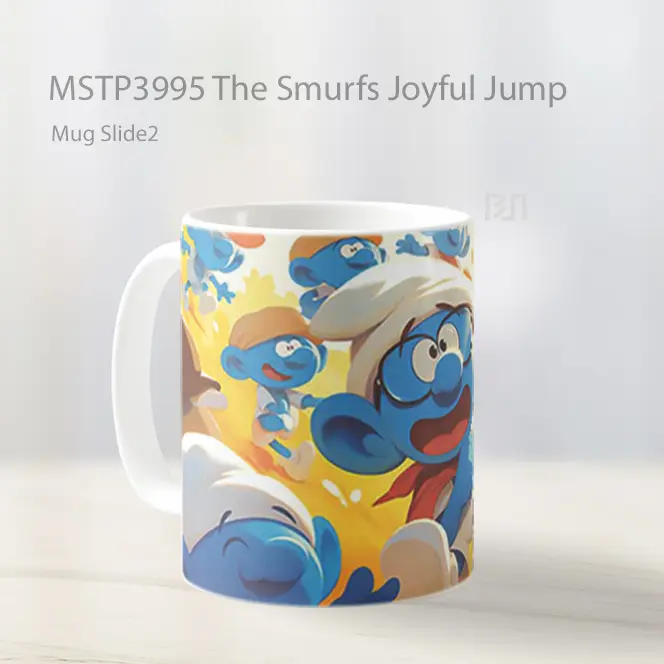 The Smurfs Joyful Jump Mug Gelas Keramik MSTP3995 - All-side / Desain