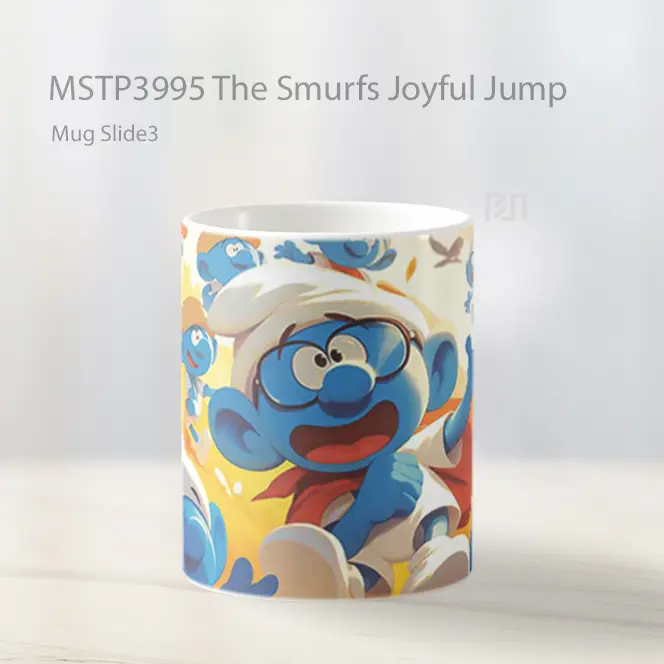 The Smurfs Joyful Jump Mug Gelas Keramik MSTP3995 - All-side / Desain