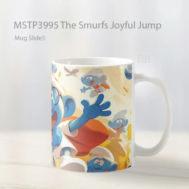 The Smurfs Joyful Jump Mug Gelas Keramik MSTP3995 - All-side / Desain