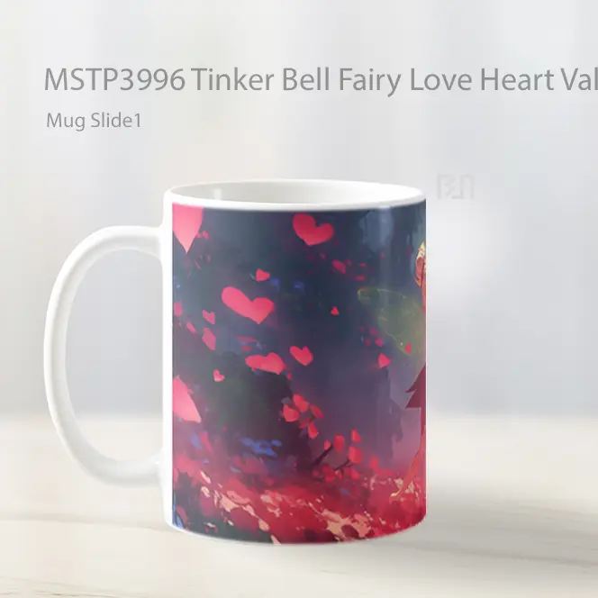 Tinker Bell Fairy Love Heart Valentines Mug Gelas Keramik MSTP3996 - All-side / Desain