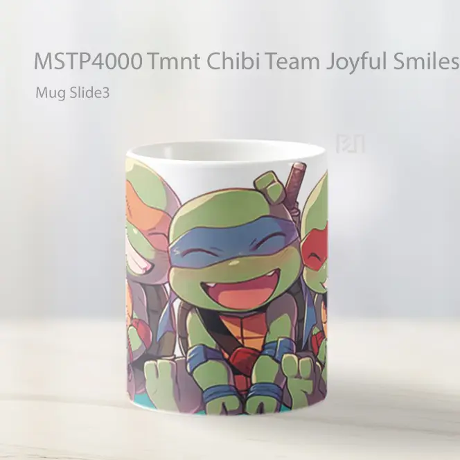 Tmnt Chibi Team Joyful Smiles Mug Gelas Keramik MSTP4000 - All-side / Desain