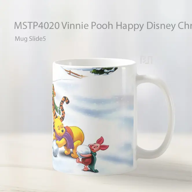 Vinnie Pooh Happy Disney Christmas Mug Gelas Keramik MSTP4020 - All-side / Desain