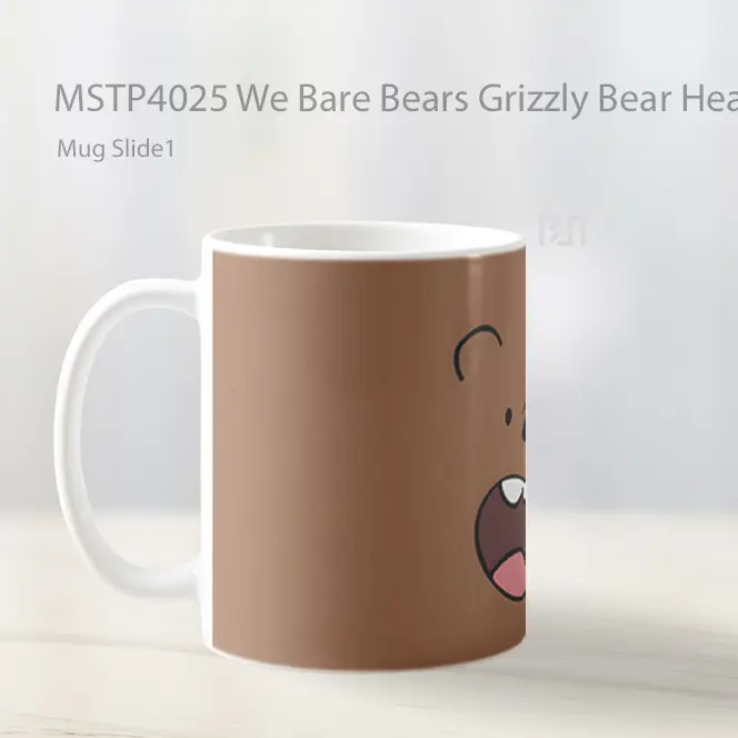 We Bare Bears Grizzly Bear Head Mug Gelas Keramik MSTP4025 - All-side / Desain