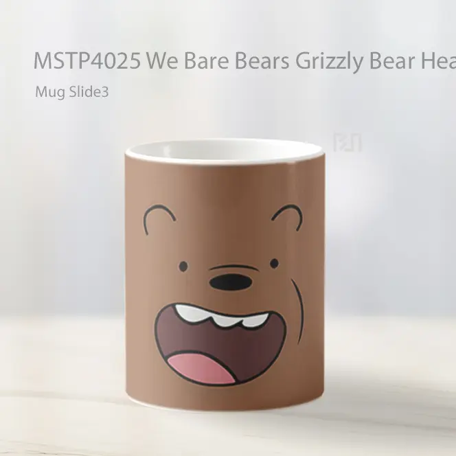 We Bare Bears Grizzly Bear Head Mug Gelas Keramik MSTP4025 - All-side / Desain