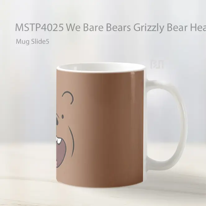 We Bare Bears Grizzly Bear Head Mug Gelas Keramik MSTP4025 - All-side / Desain