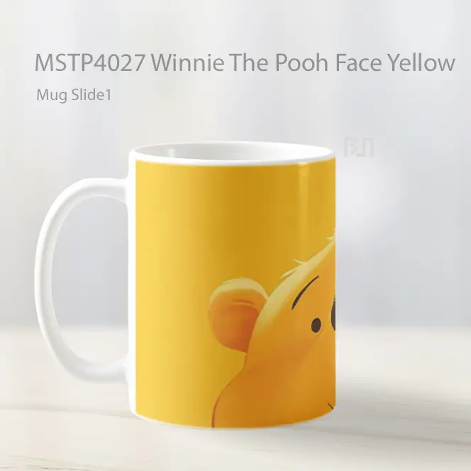 Winnie The Pooh Face Yellow Mug Gelas Keramik MSTP4027 - All-side / Desain
