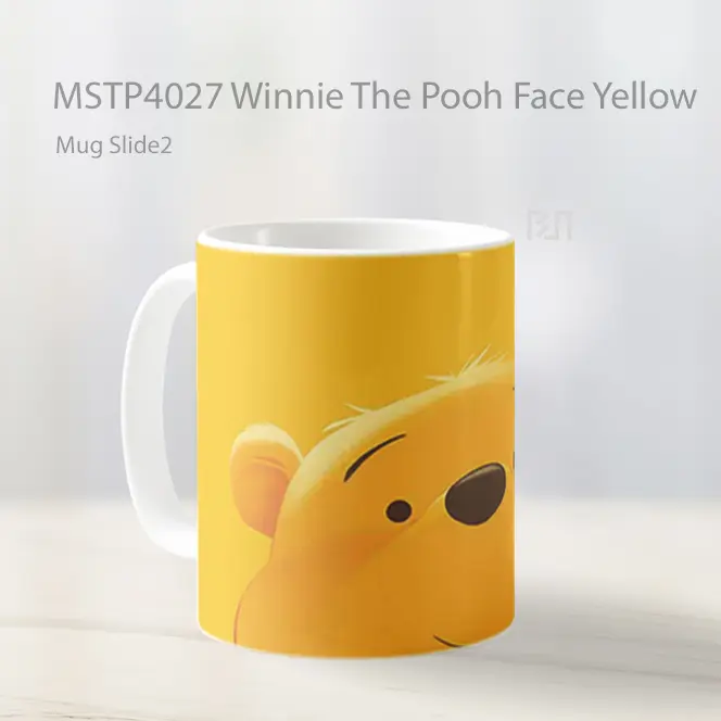 Winnie The Pooh Face Yellow Mug Gelas Keramik MSTP4027 - All-side / Desain