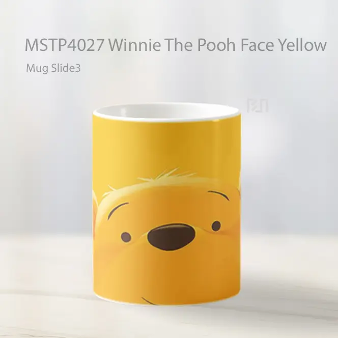Winnie The Pooh Face Yellow Mug Gelas Keramik MSTP4027 - All-side / Desain