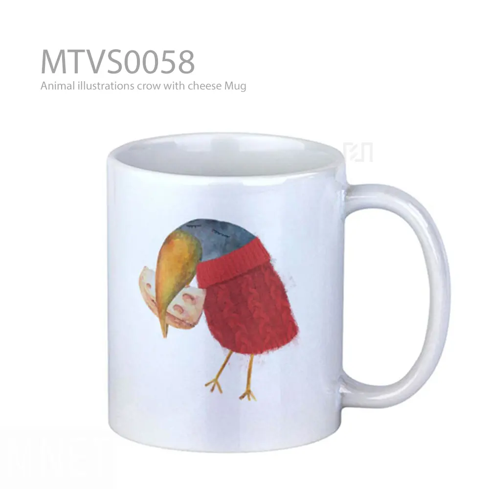 Animal illustrations crow with cheese Mug