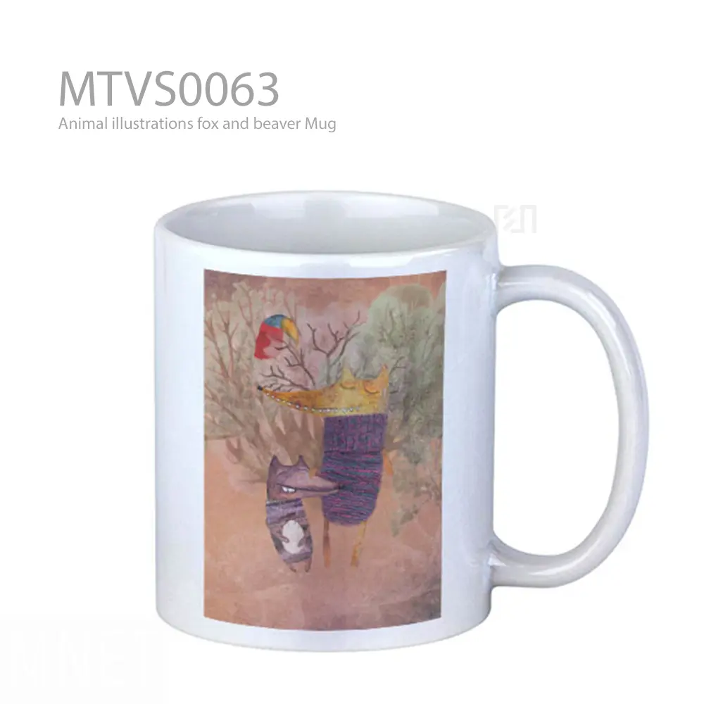 Animal illustrations fox and beaver Mug