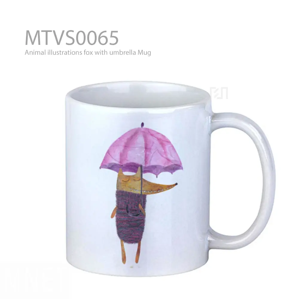 Animal illustrations fox with umbrella Mug